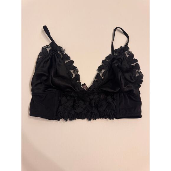 Victoria's Secret Very Sexy Bralette Black Floral Lace Unlined M-DD - Picture 2 of 4